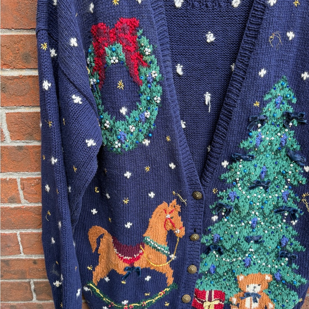 Vintage Marisa Christina II Christmas Knit Cardigan Sweater Size 2XL Women’s - Picture 3 of 10